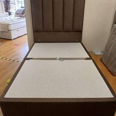 Co- ordinated Deep Base and 5ft Vertical Headboard in teak fabric from Natural Sleep Co