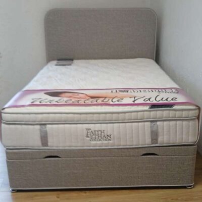 Half Ottoman with Marbella floorstanding headboard from Faith & Ethan (Mattress not included)