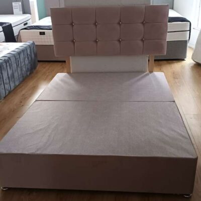 24 Inch headboard and base in Blush Pink Cube Diamante Headboard and Matching base (Mattress not included)