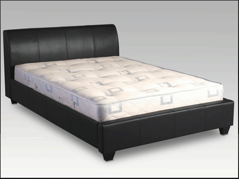 Portland Black Faux Leather Bed - TJ Warehouse Direct