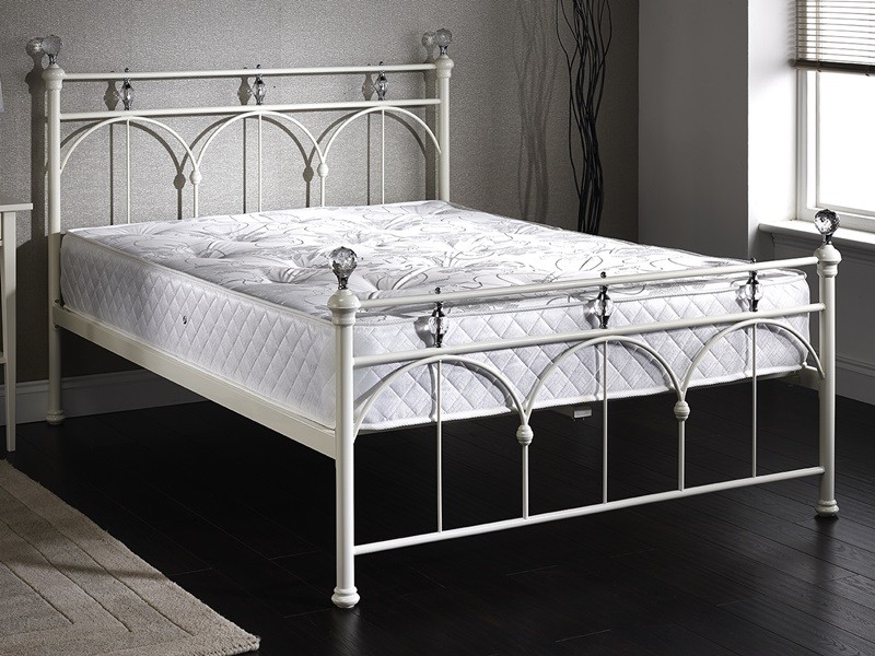 White Jewel Metal Bed No 1 - TJ Warehouse Direct